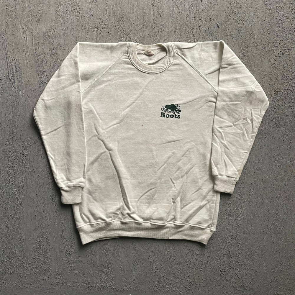 Vintage Roots Crewneck Sweatshirt Men Medium White 90s